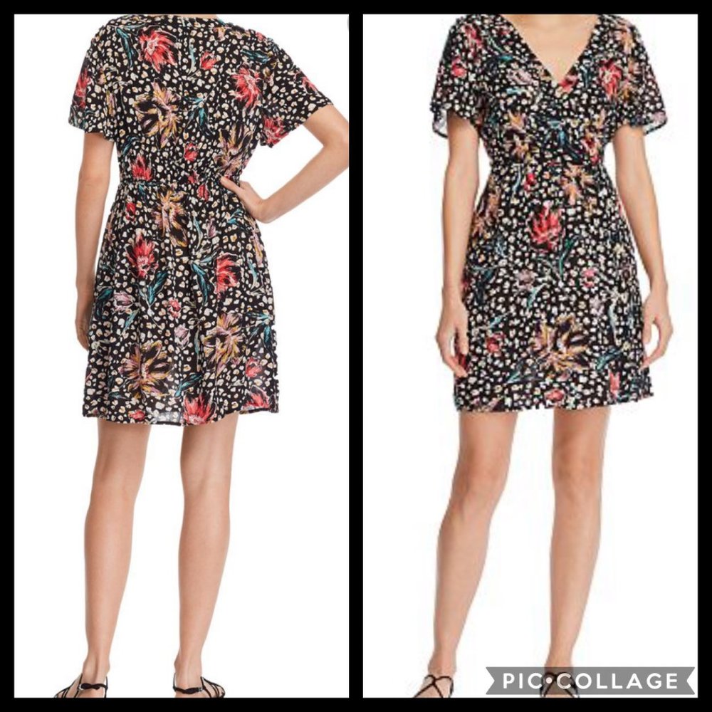 NWOT AQUA Leopard Floral A-Line Dress